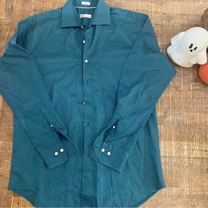 Peter Millar Crown Mens Green Button Down Business dress shirt size Large